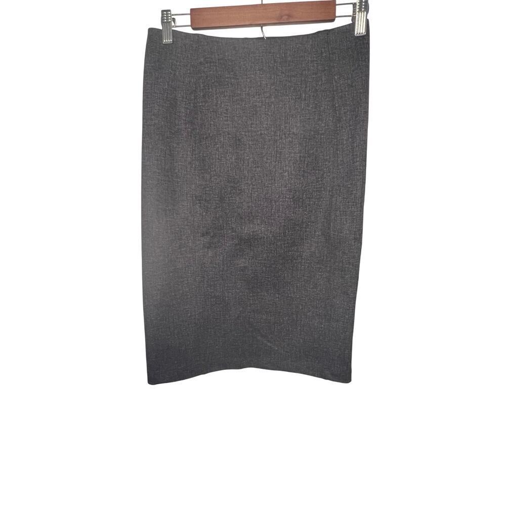 Liverpool women size 2 grey tweed print pencil skirt knee length luxury office ￼